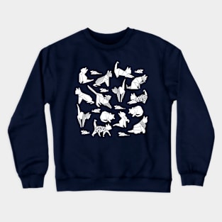 Origami kitten friends // blue navy background paper cats Crewneck Sweatshirt